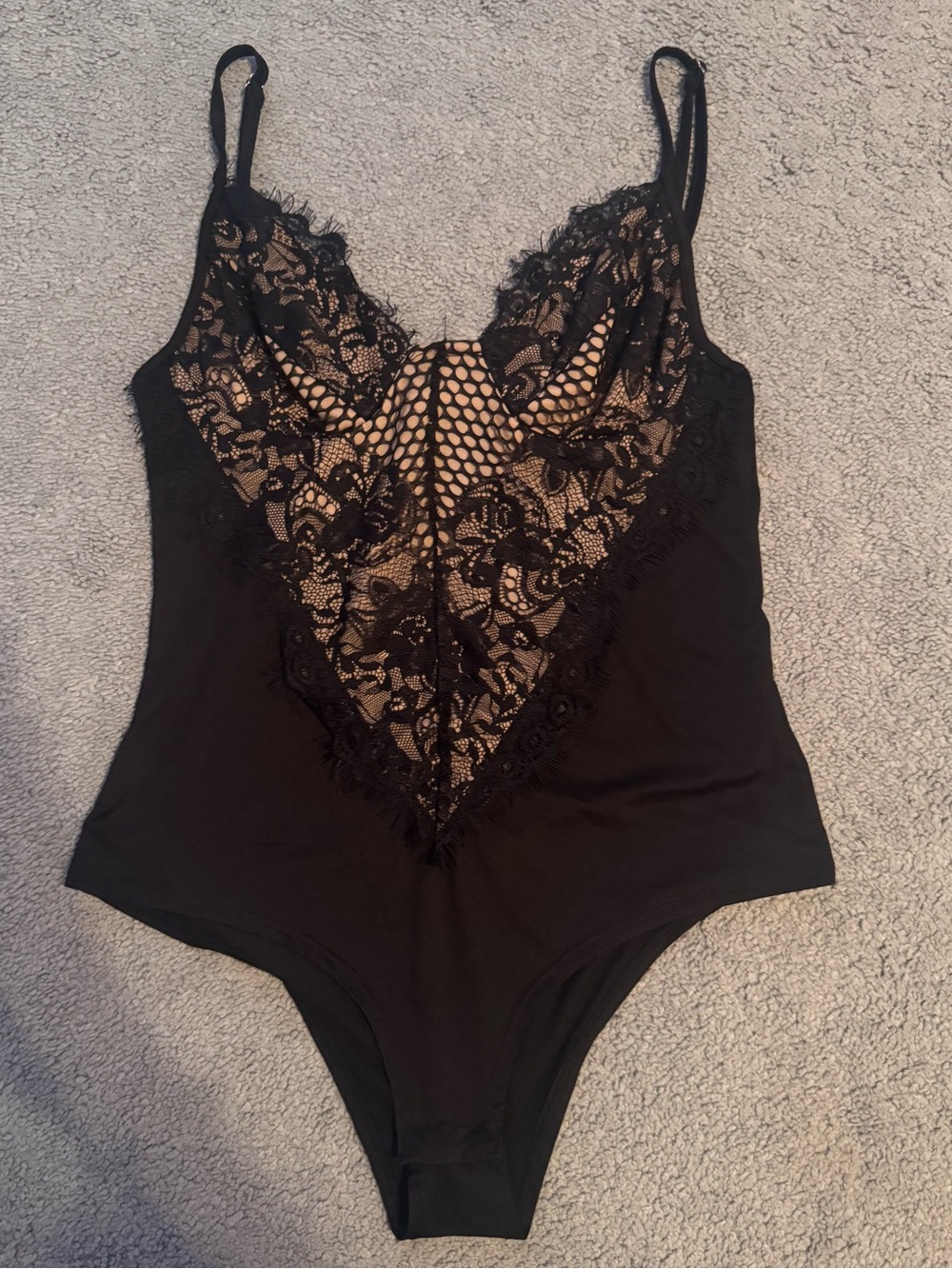 Black and Tan Lace Bodysuit